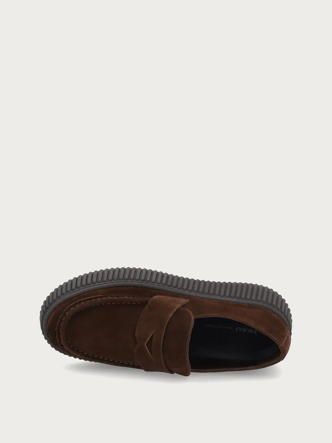 Frau Verona loafers bruin suède met platformzool