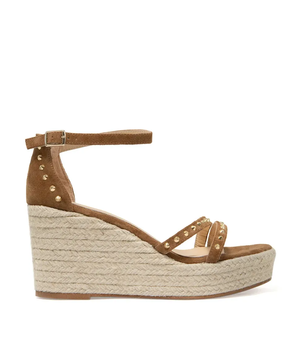 Finsbury CAMILLE Sandalen Beige Suède Sleehak