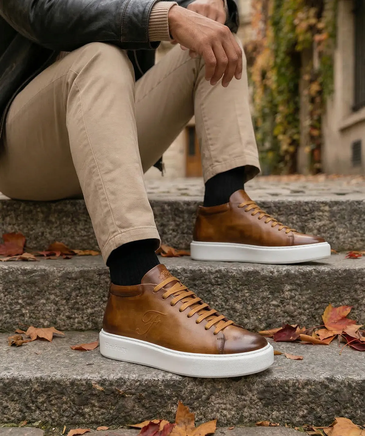 Finsbury Modena High Sneakers Goud Leer Heren