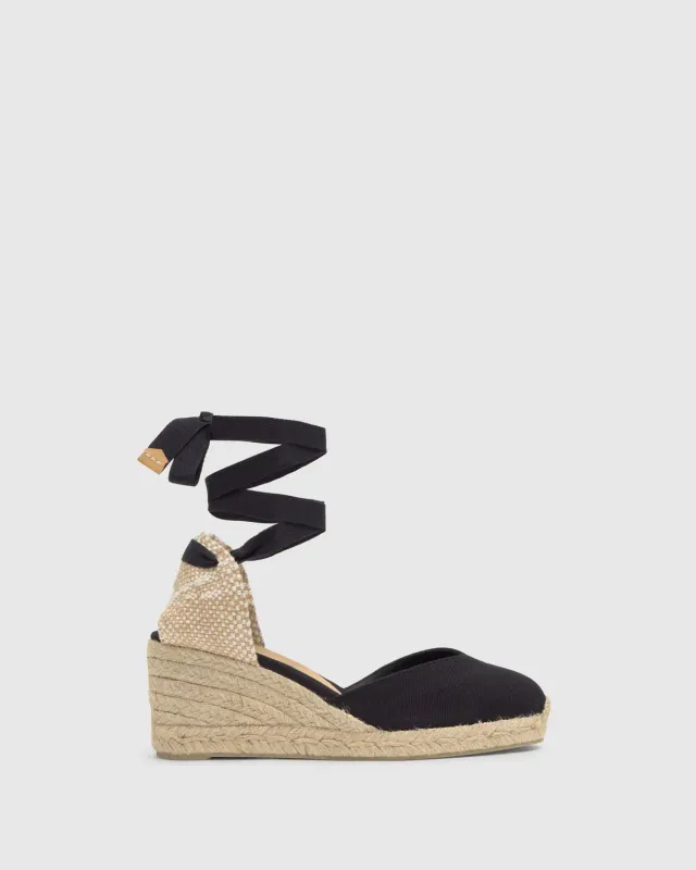 Castaner Chiara/6/001 espadrilles zwart 7 cm veter