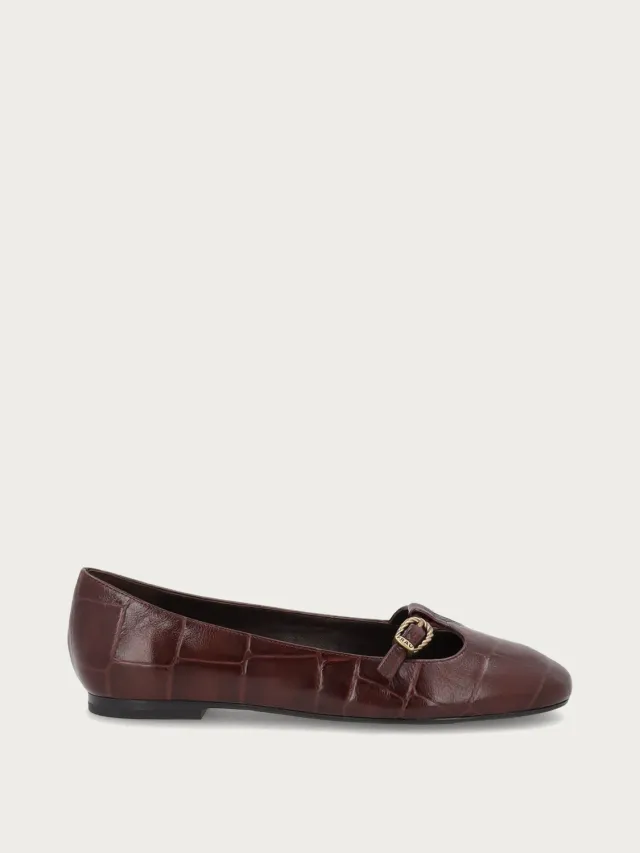 Frau Verona ballerina's bruin leer kroko