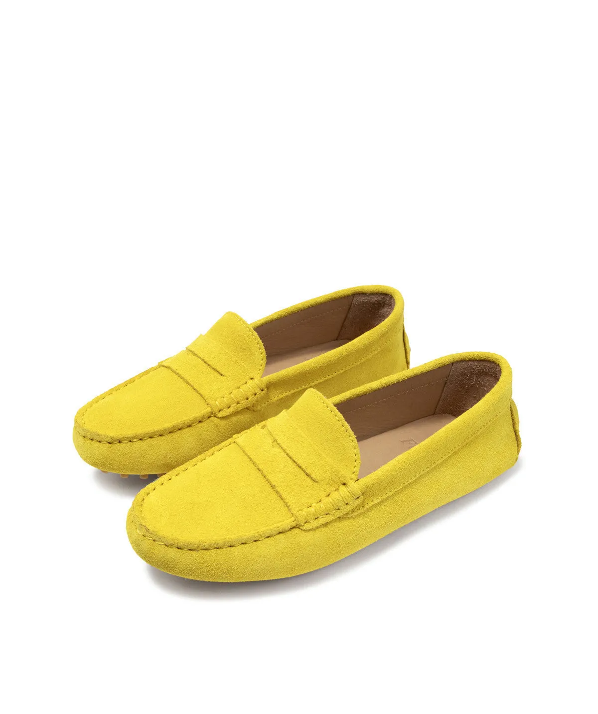 Finsbury Arlequin loafers geel fluweel dames