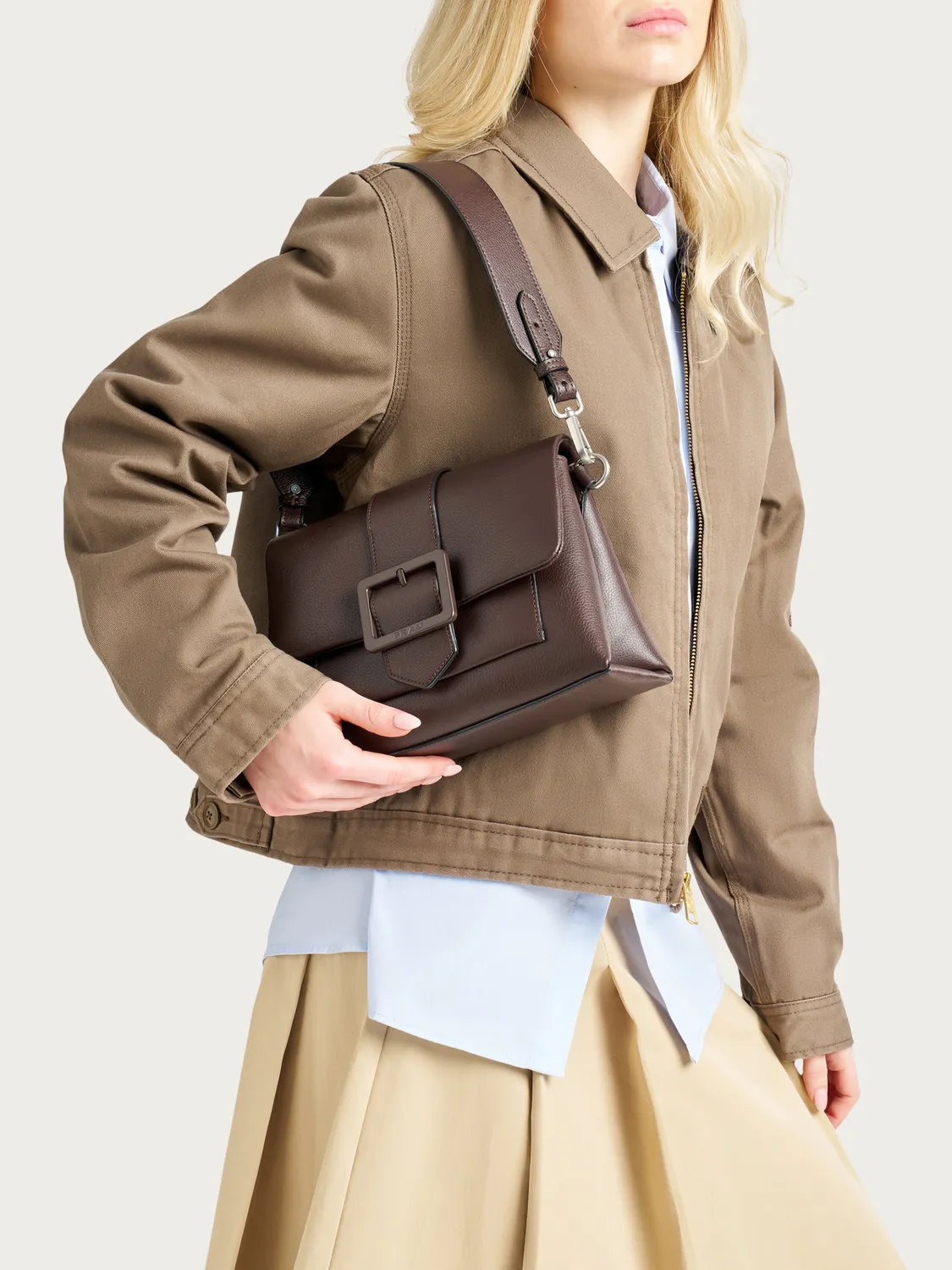 Frau schoudertas bruin synthetisch klein