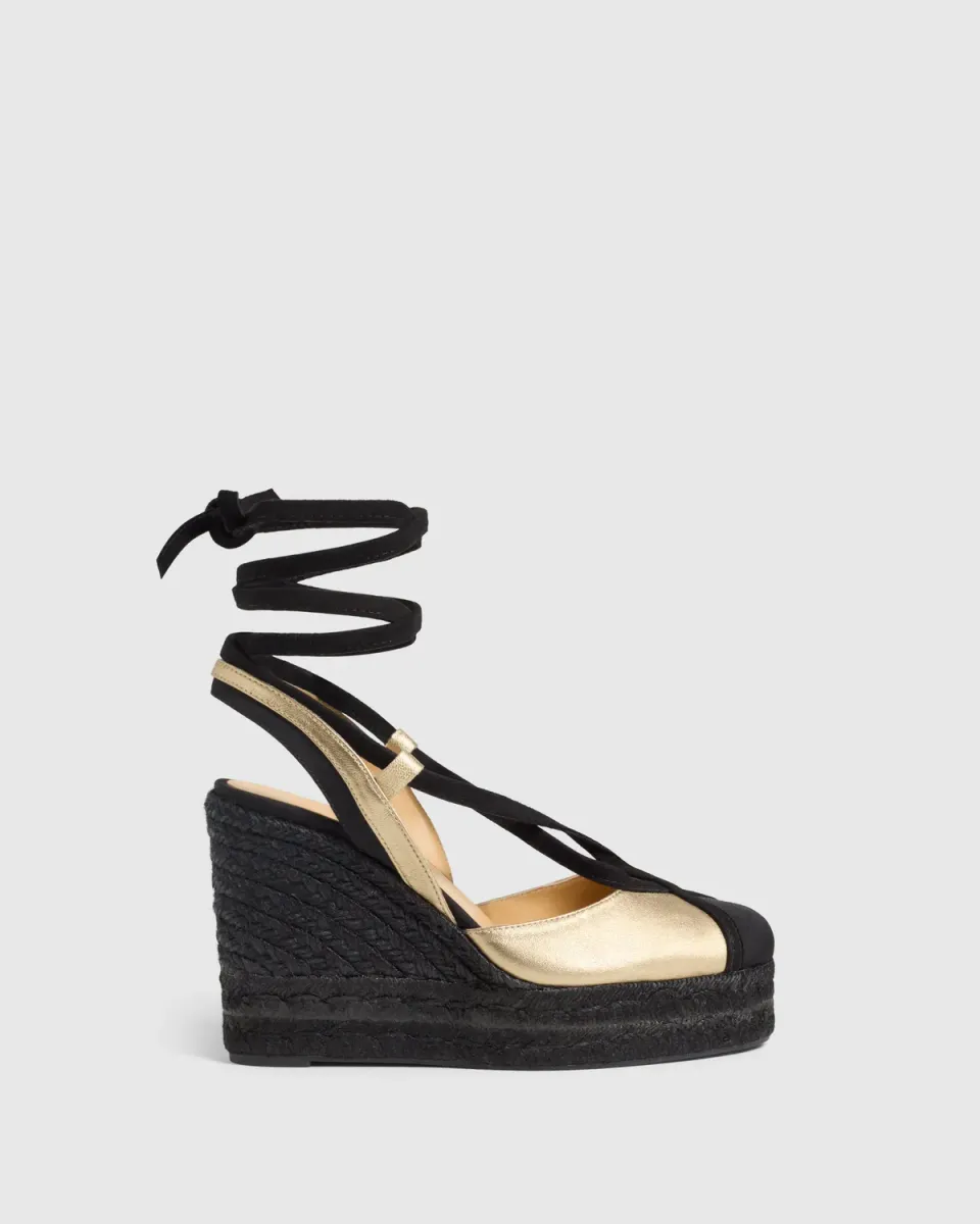 Castaner Casilda CSC/8ED/118 espadrilles zwart-goud peep-toe