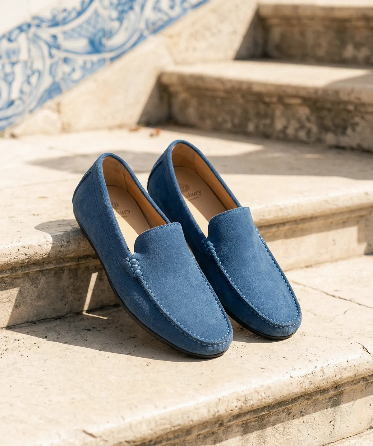Finsbury Dandy mocassins blauw suède