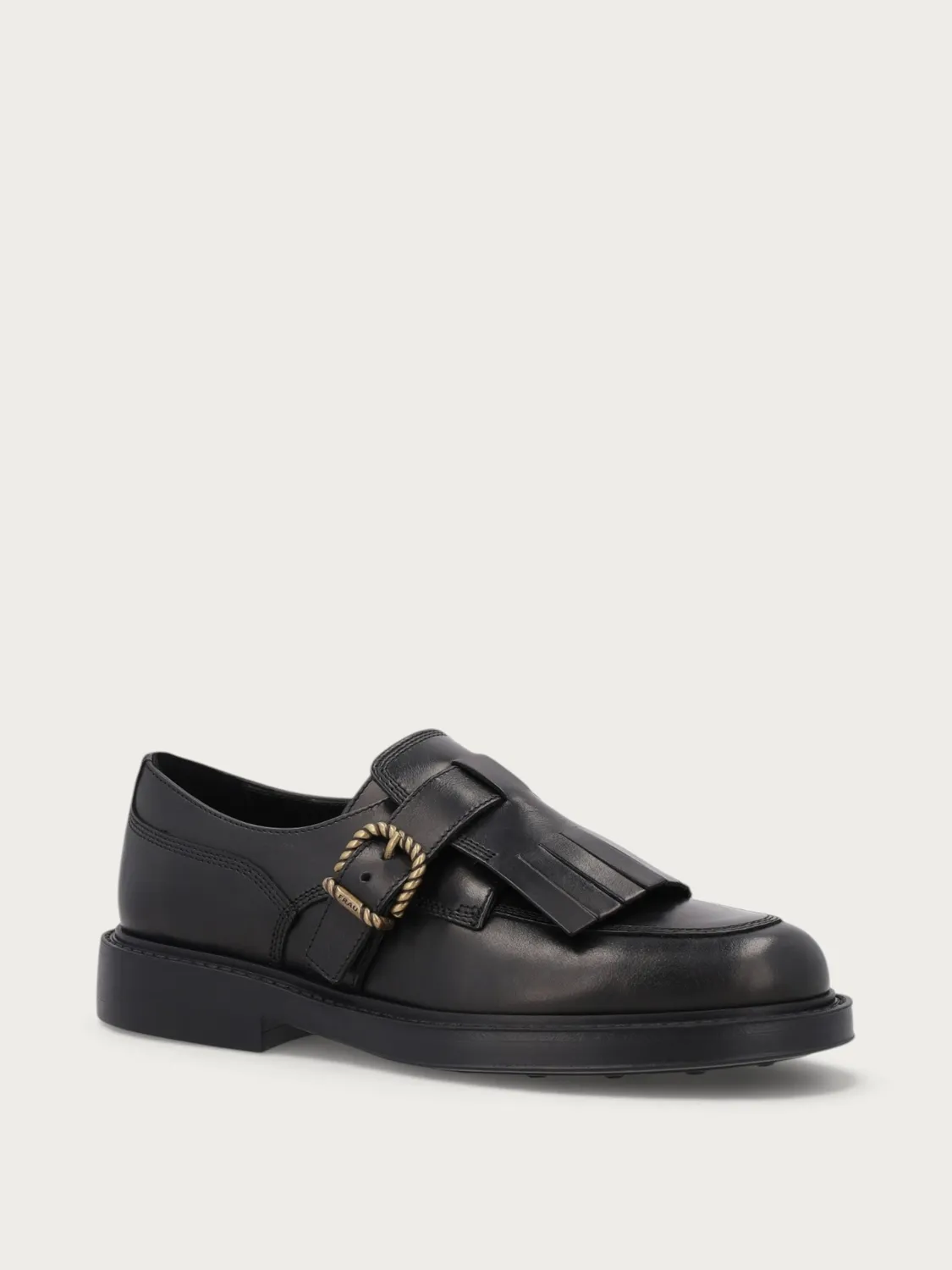 Frau Verona zwarte leren veterschoenen franje