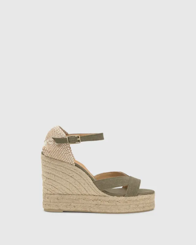 Castañer BRUNA/8ED/002 sandalen olijf katoen