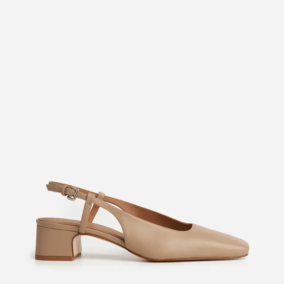 Flattered Elin slingback pumps beige leer blokhak