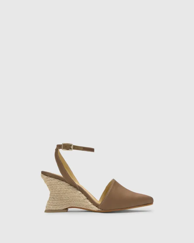 Castaner Judi/006 dames espadrilles moka satijn 8cm