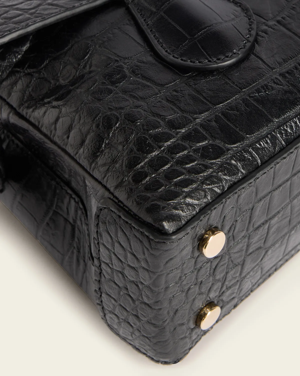 Flattered Lydia Mini tas zwart croco leer