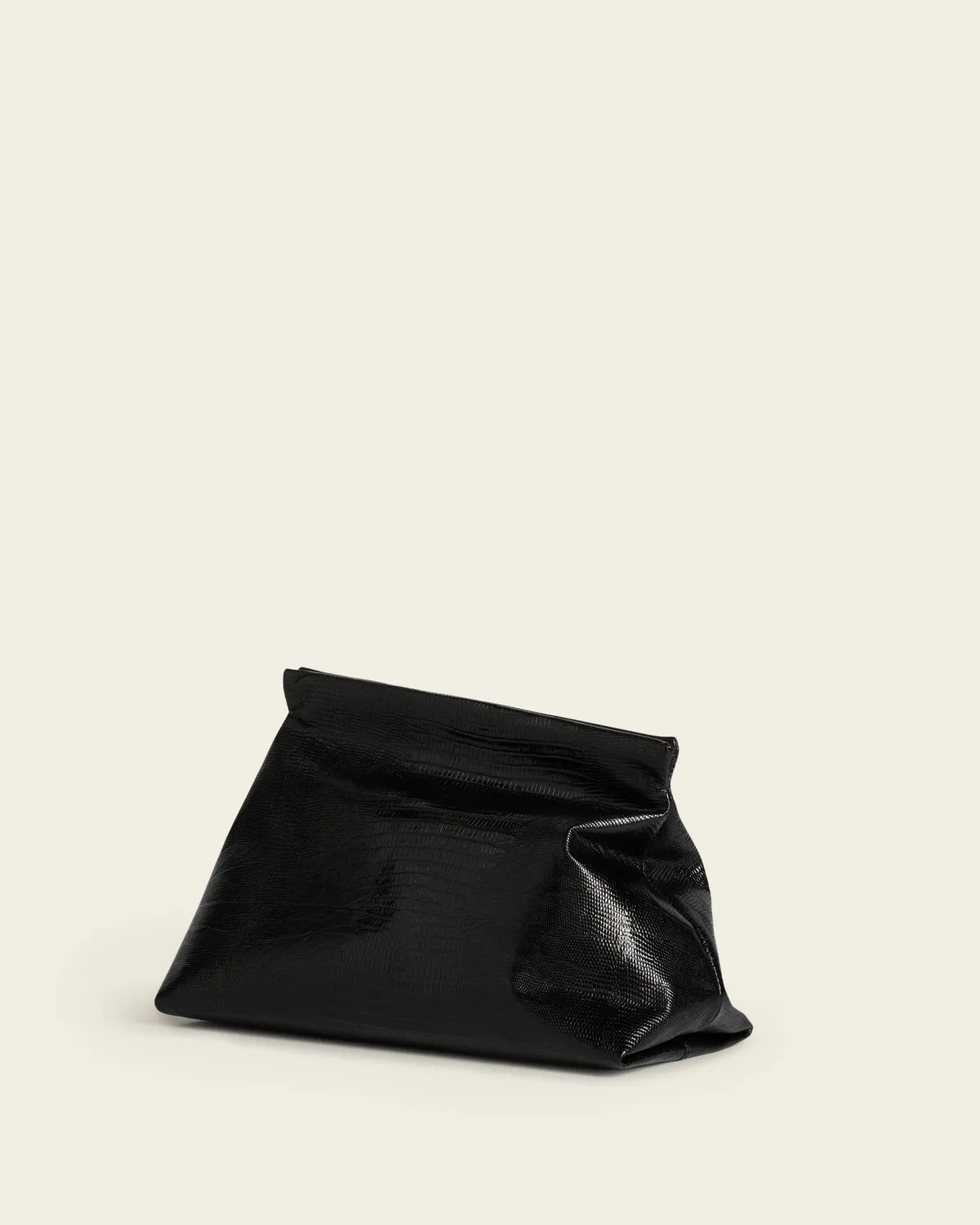Flattered Clay clutch zwart leer lizard