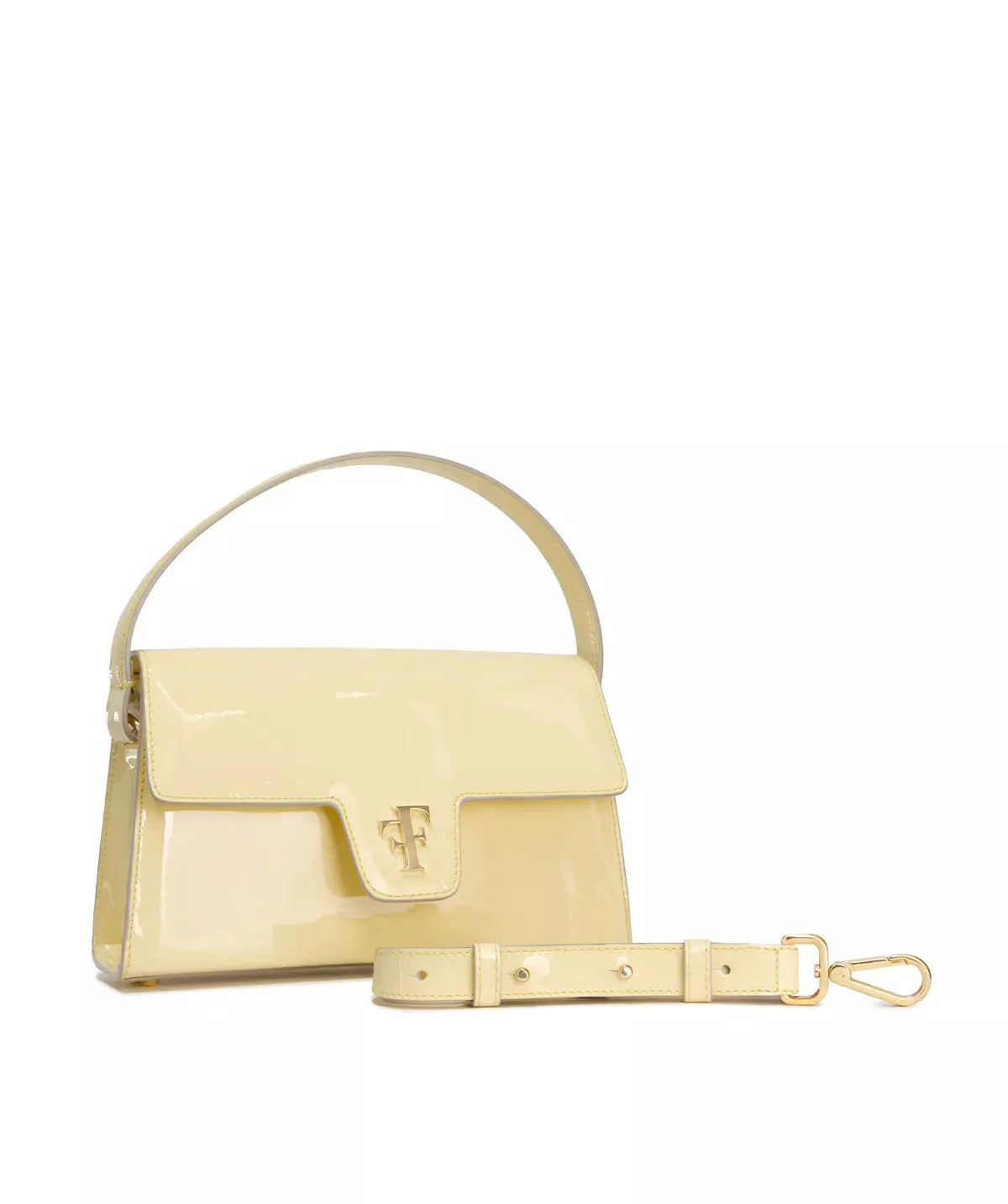 Finsbury FF23 tas pastelgeel leer 23 cm gouden logo