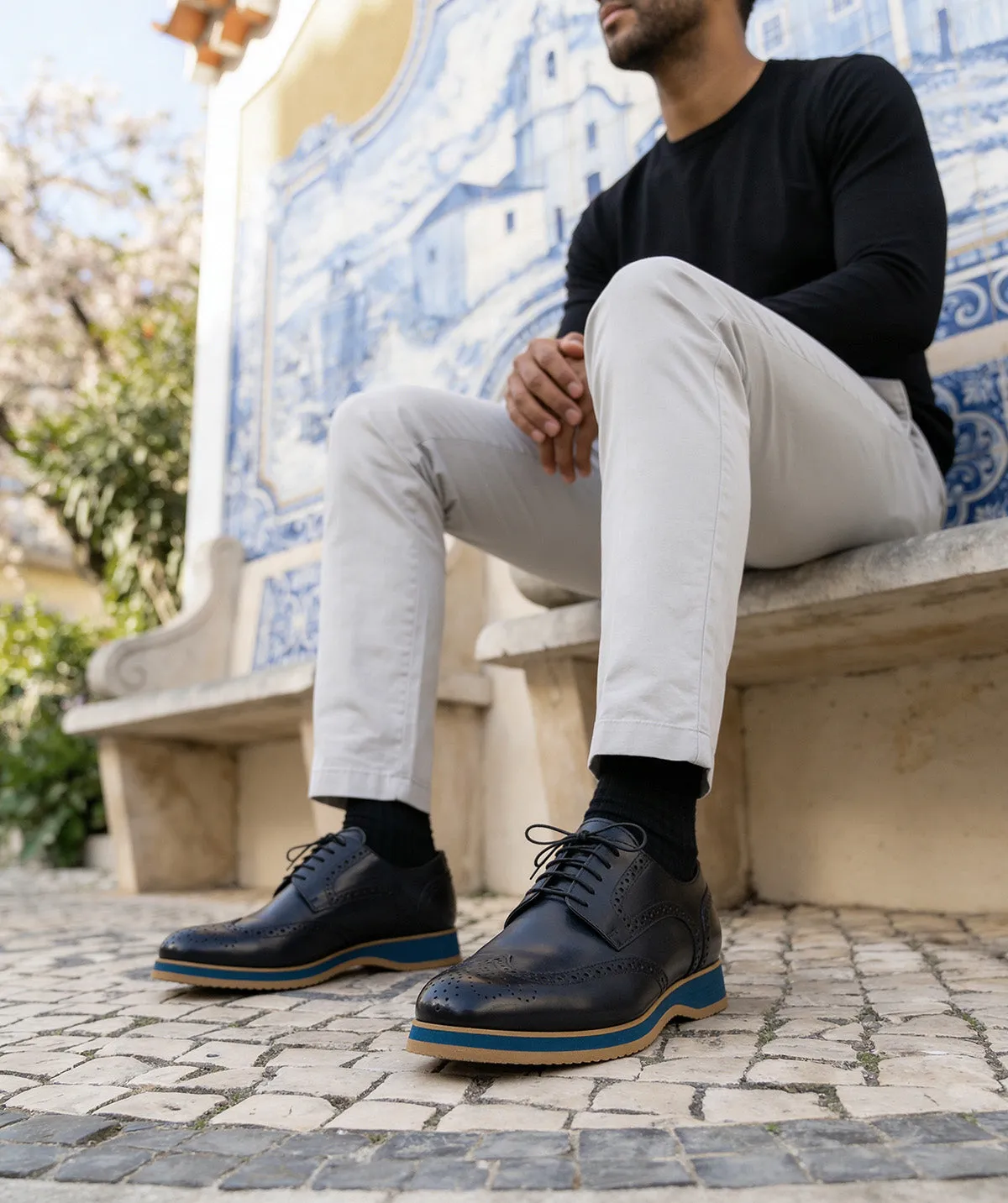 Finsbury Elias derby schoenen blauw leer midnight blue