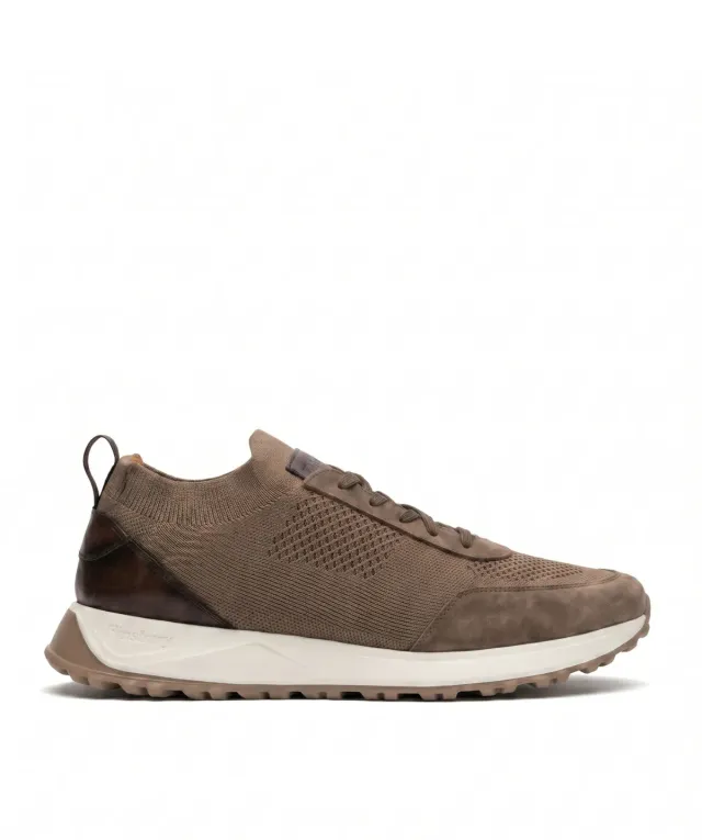 Finsbury Rico sneakers bruin canvas leer