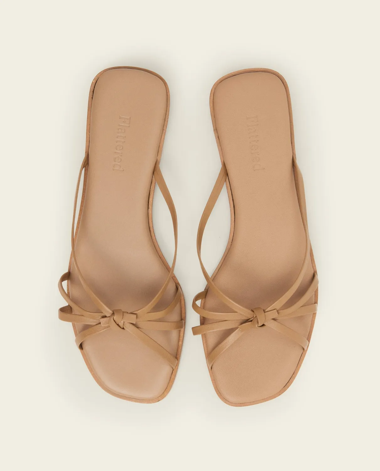 Flattered Mimosa platte sandaal cognac leer