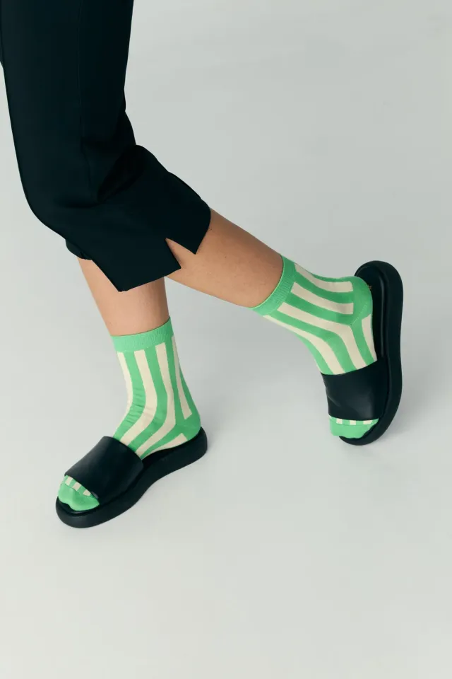Jutelaune Stripe sokken appelgroen biologisch katoen