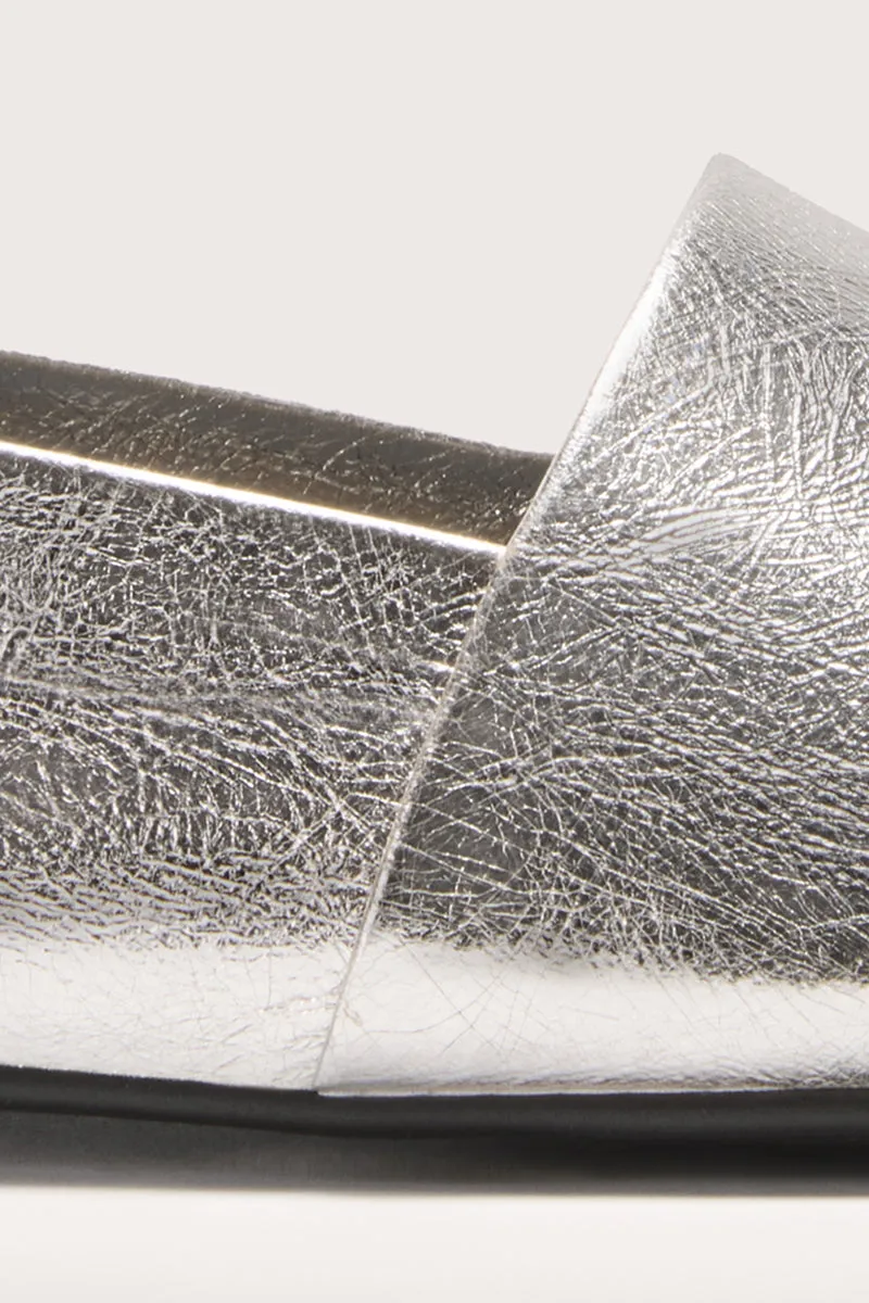 Bryan Stepwise Sofi pantoffels zilver leer plat