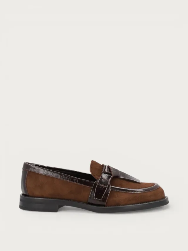 Frau Verona bruine suède loafers strik