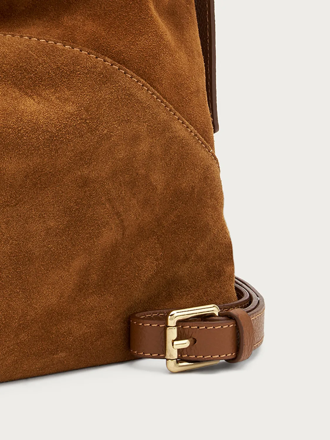 Frau schoudertas cognac suède groot