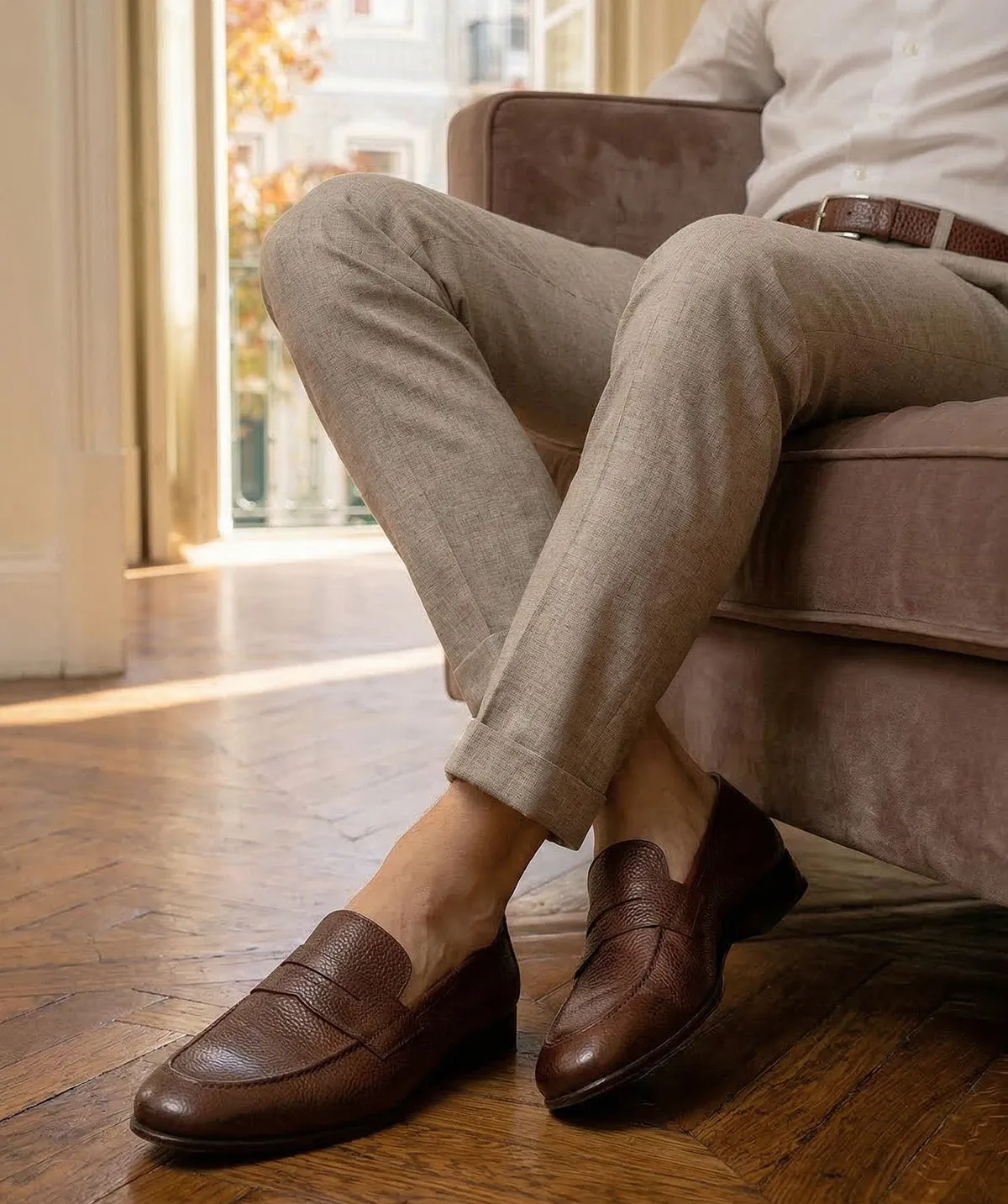 Finsbury Markos loafer bruin grainleer patina