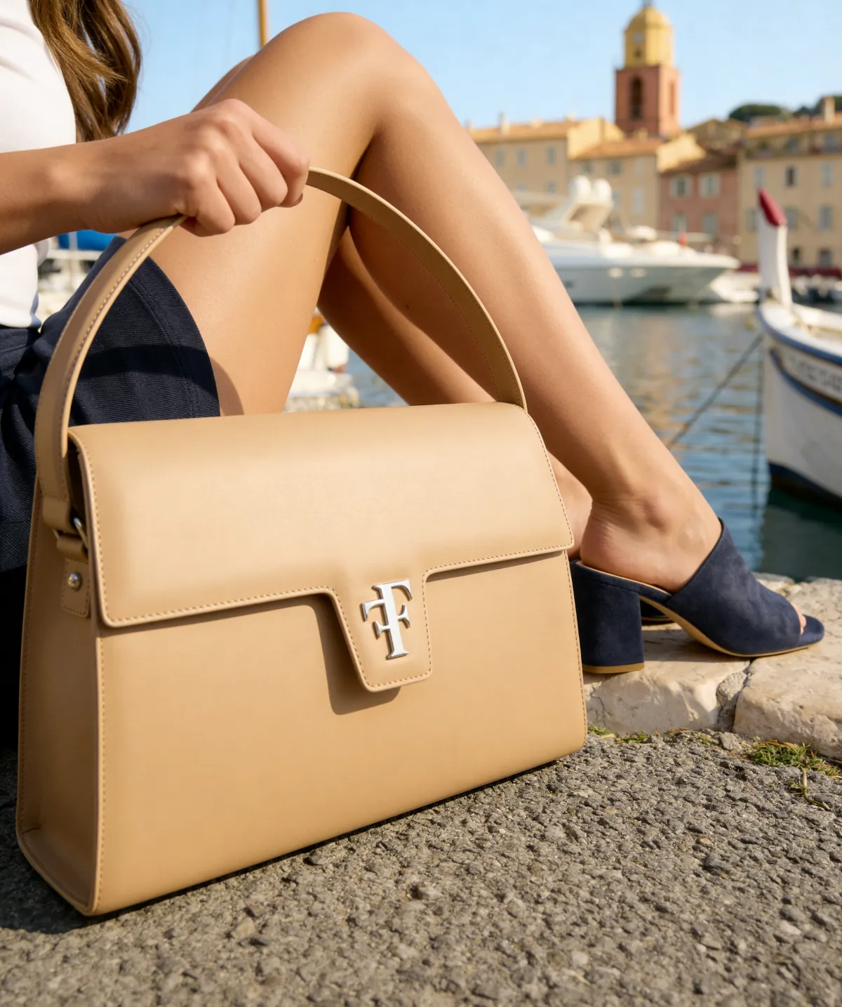Finsbury FF35 handtas beige leer 13 inch laptop