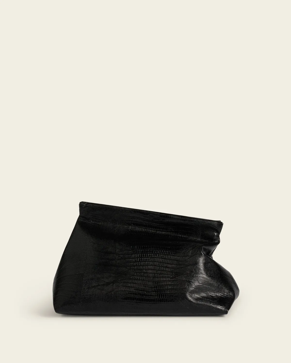 Flattered Clay clutch zwart leer lizard
