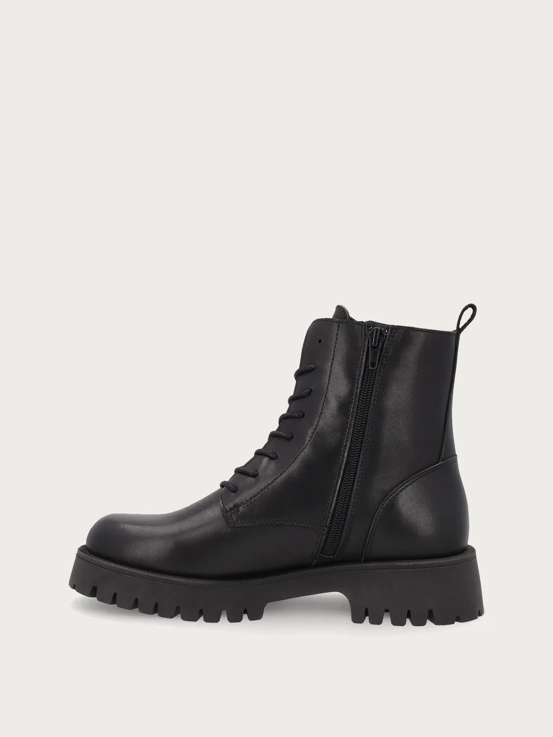 Frau FX zwarte leren veterboots trackzool