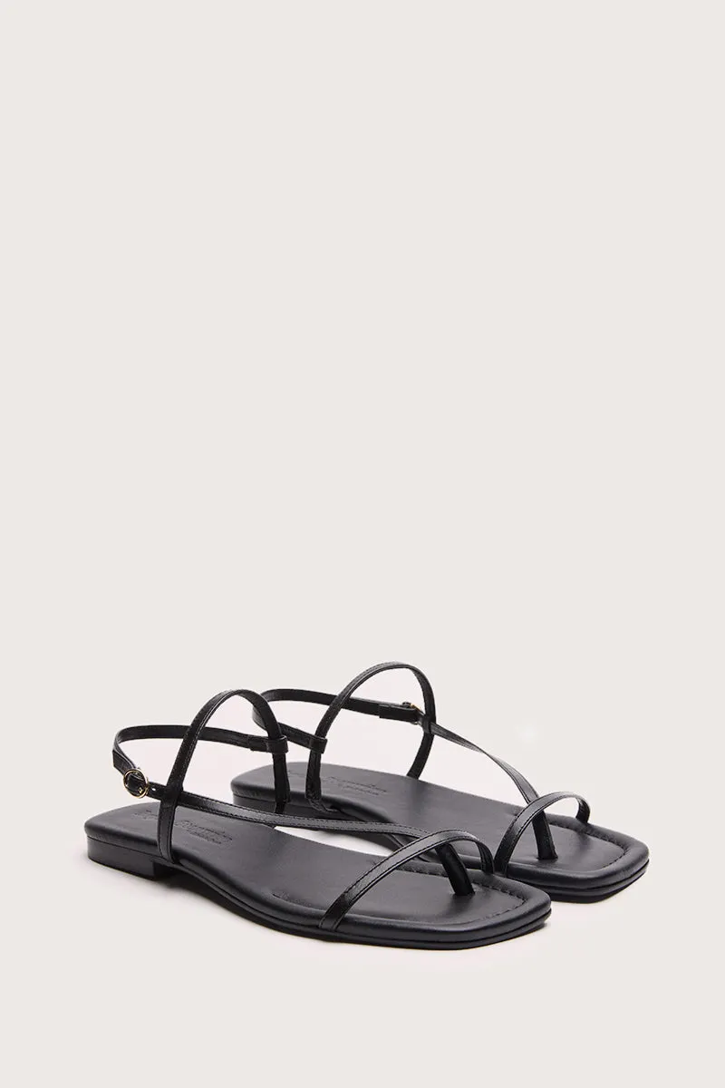 Bryan Stepwise Siena sandalen zwart leer plat