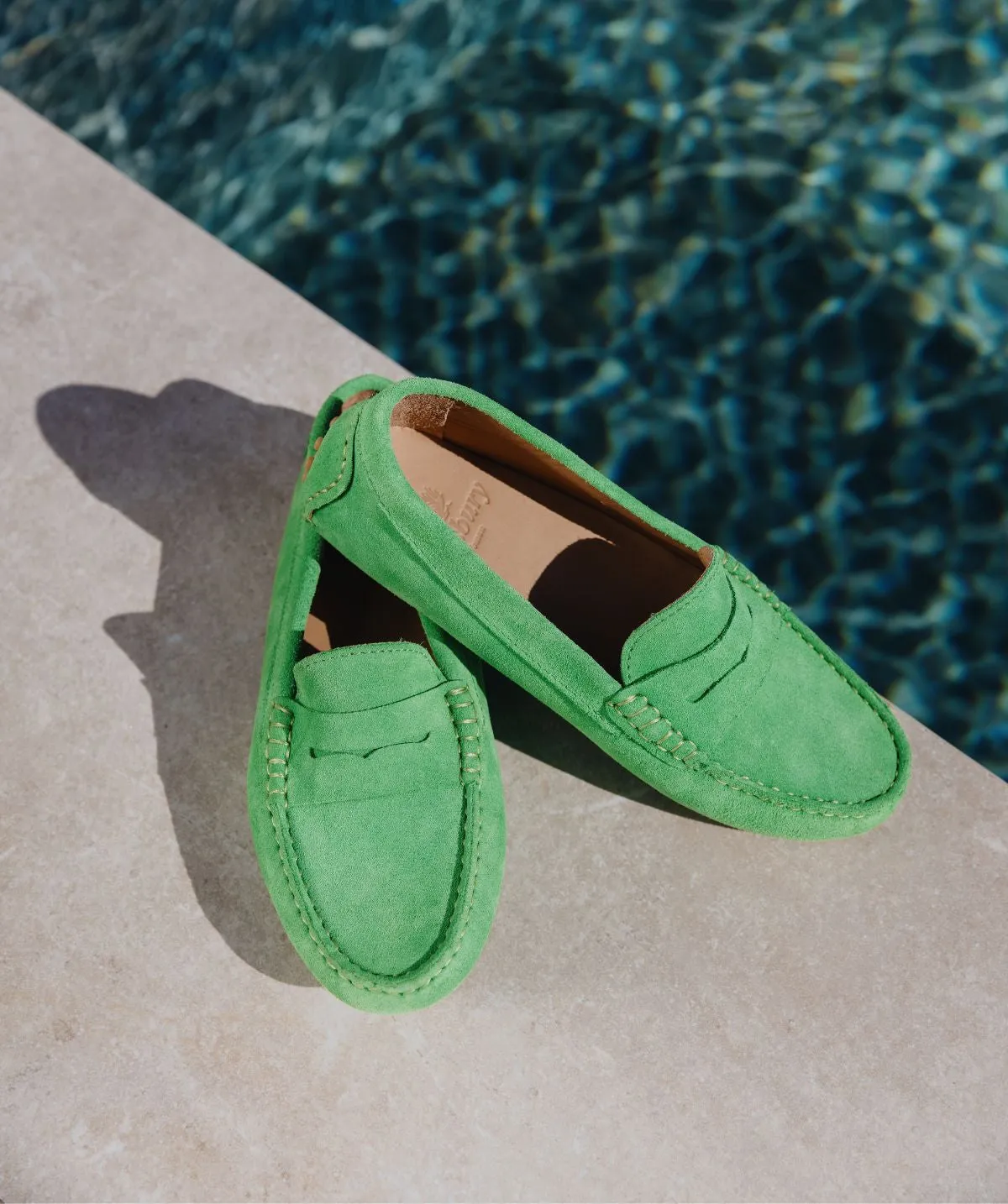 Finsbury Arlequin loafer groen suède dames
