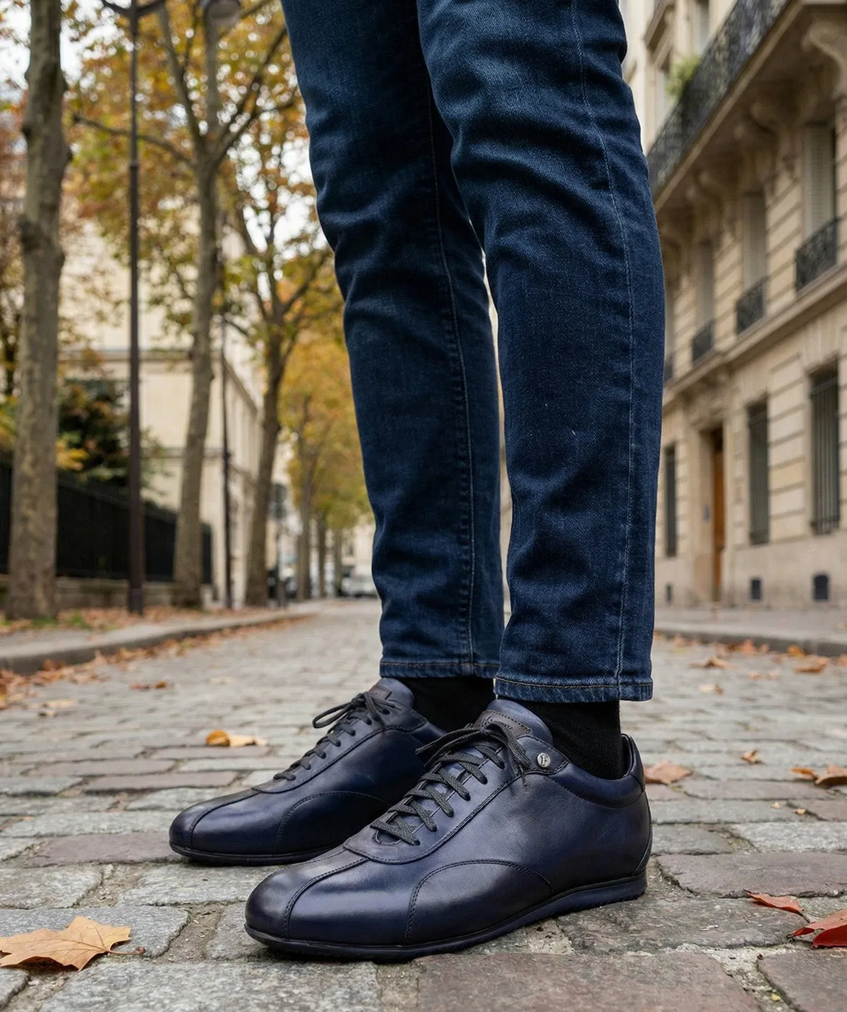 Finsbury Copan sneakers blauw patiné leer