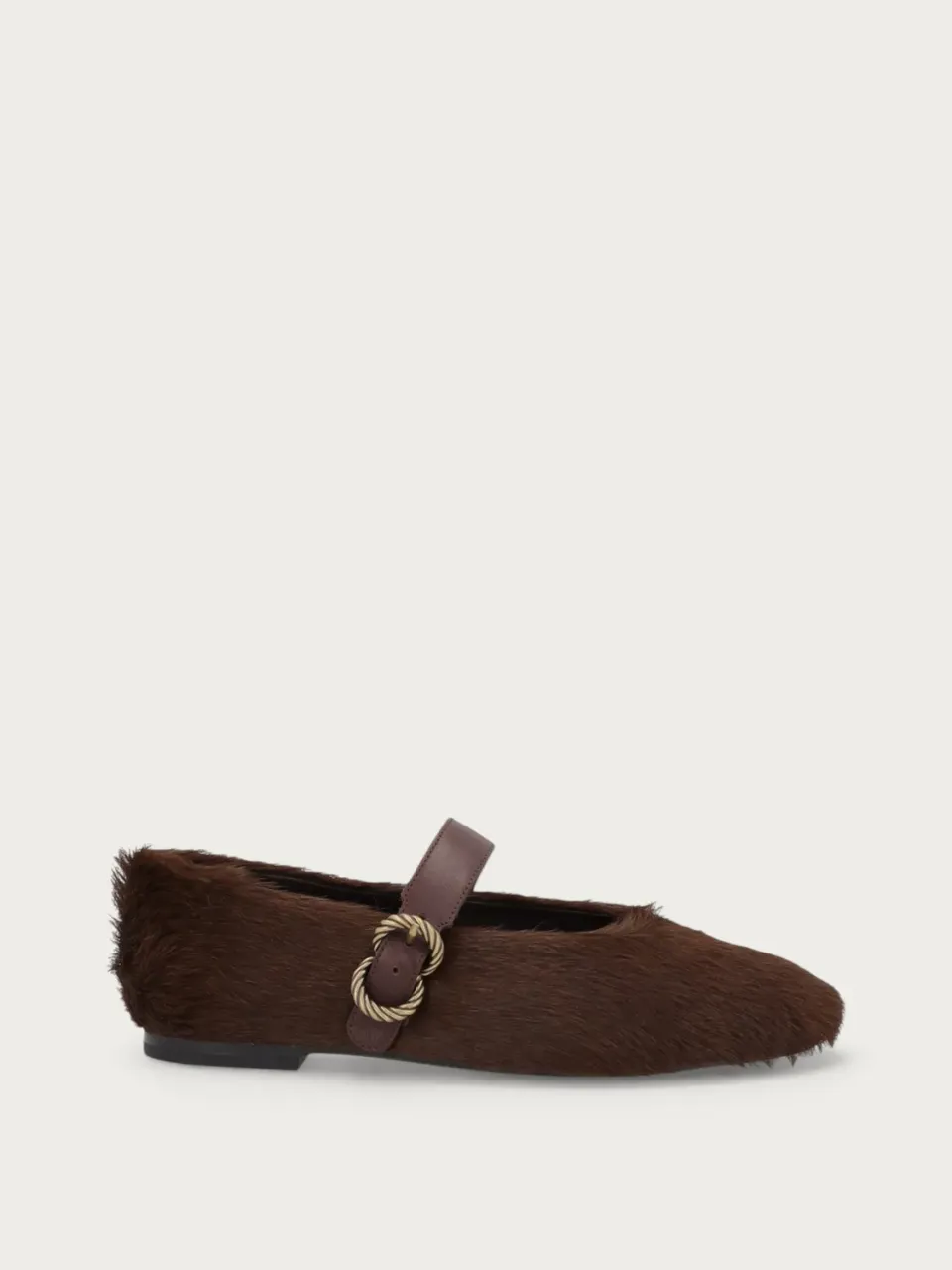 Frau Verona pony ballerina’s met gesp bruin