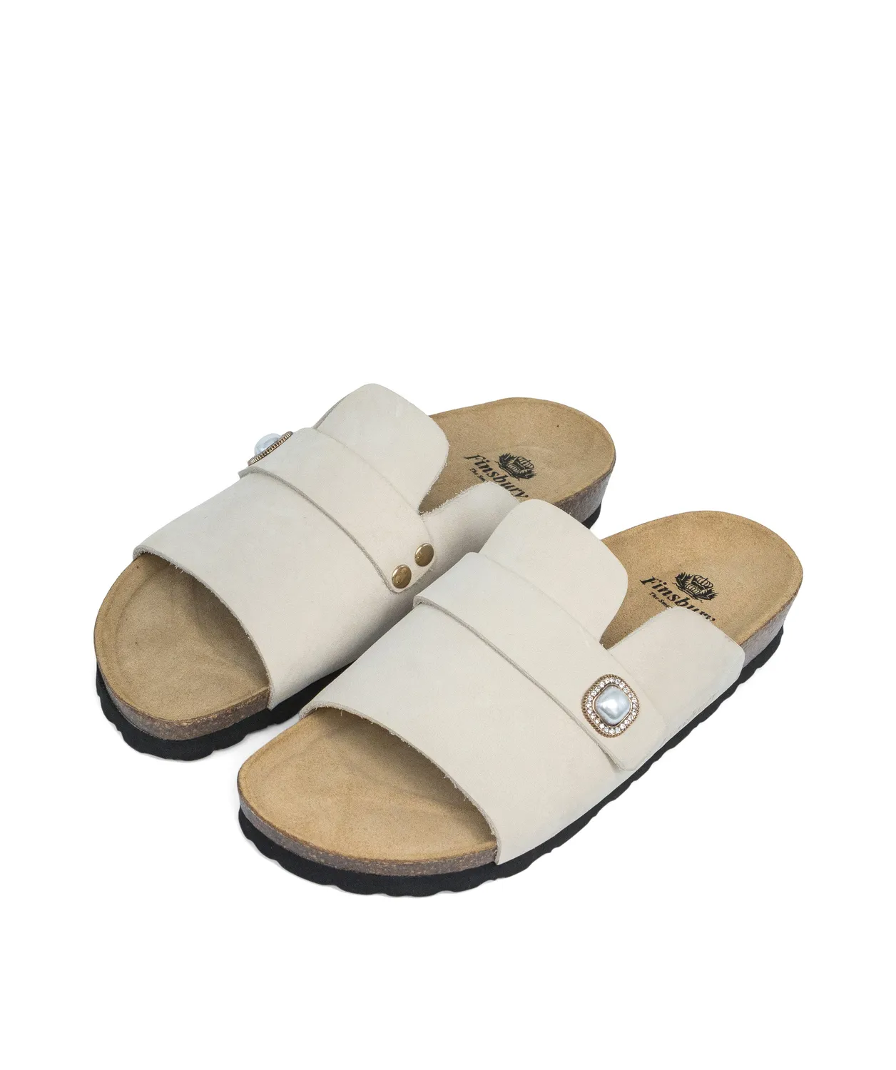 Finsbury AGATHE muiltjes beige leer kurkzool