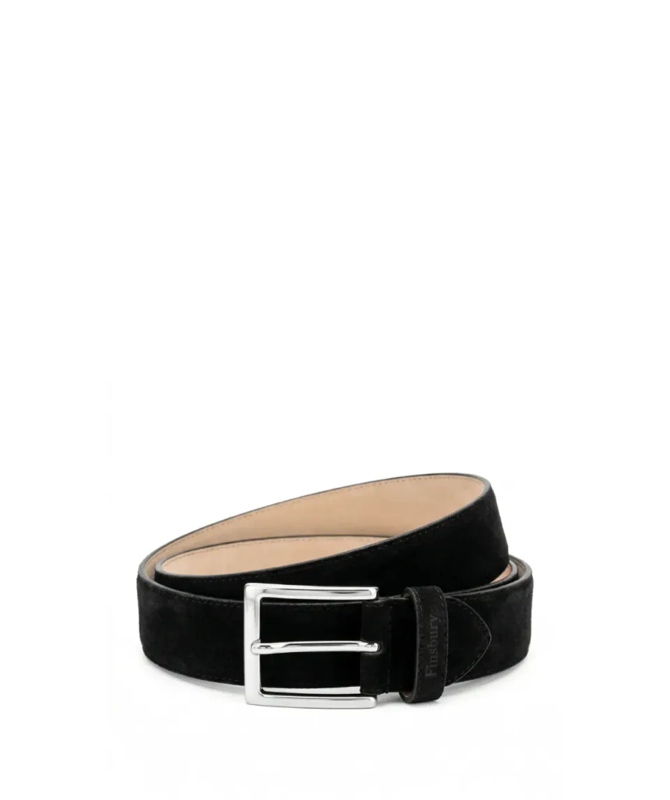 Finsbury Black Velvet riem zwart kalfsleer 3,4 cm