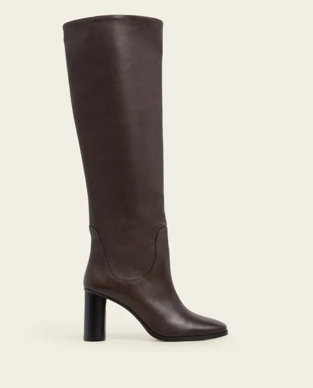 Flattered Octavia laarzen leer chocolate kniehoog