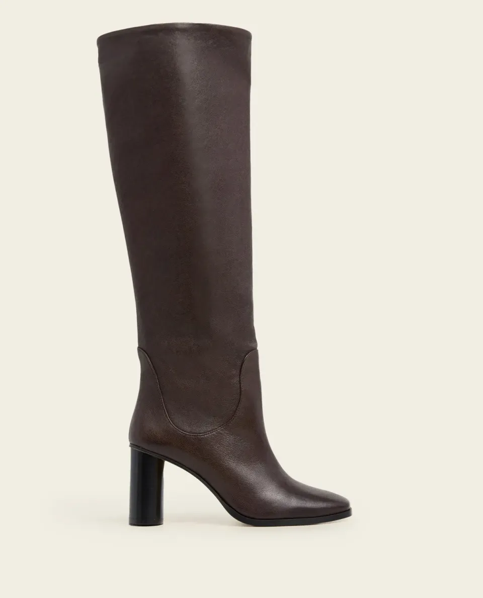 Flattered Octavia laarzen leer chocolate kniehoog