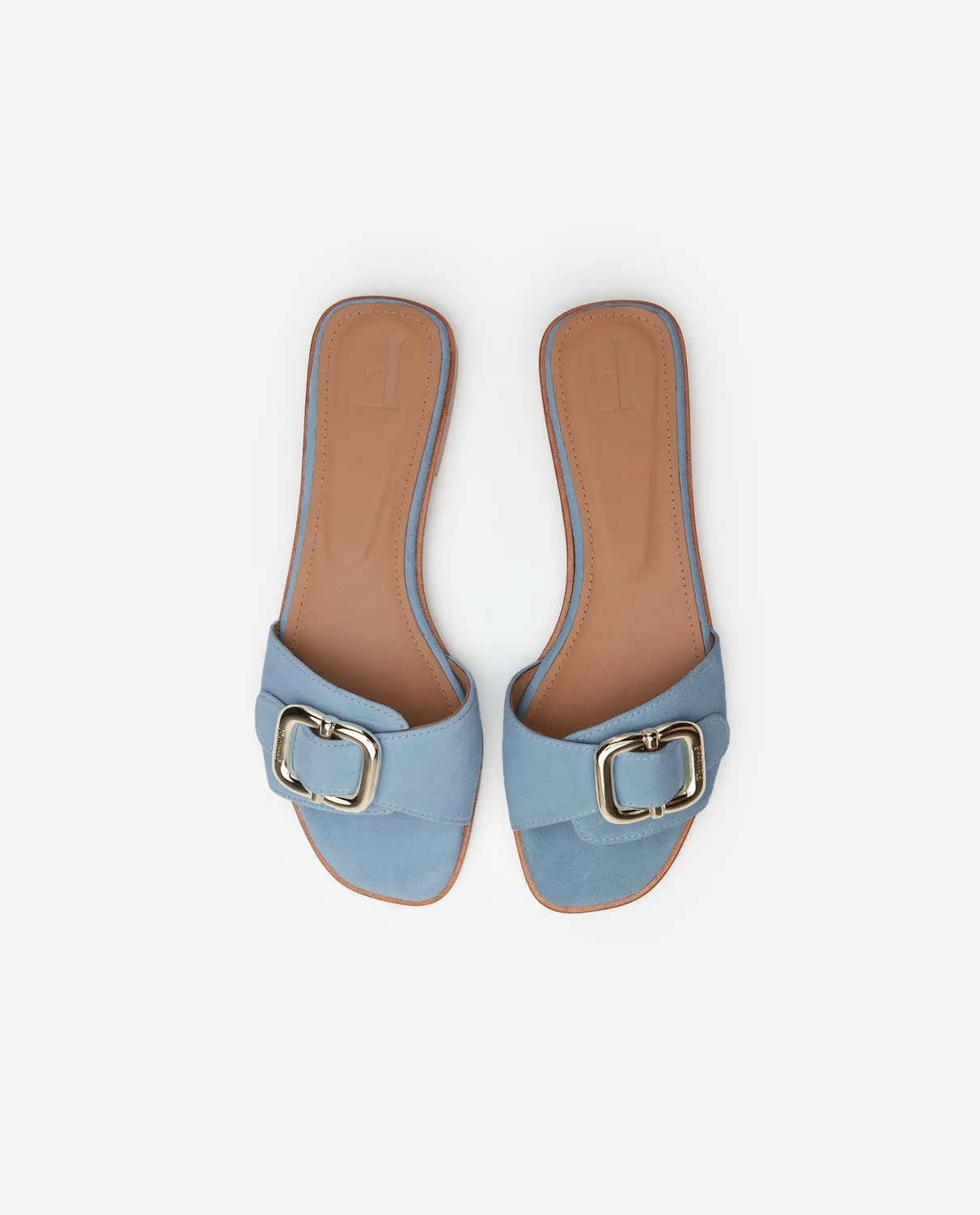 Flattered Mimi sandaal blauw suède platte zool