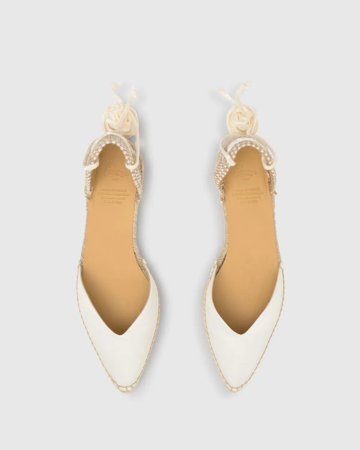Castaner Brava/006 dames espadrilles crudo satijn plat
