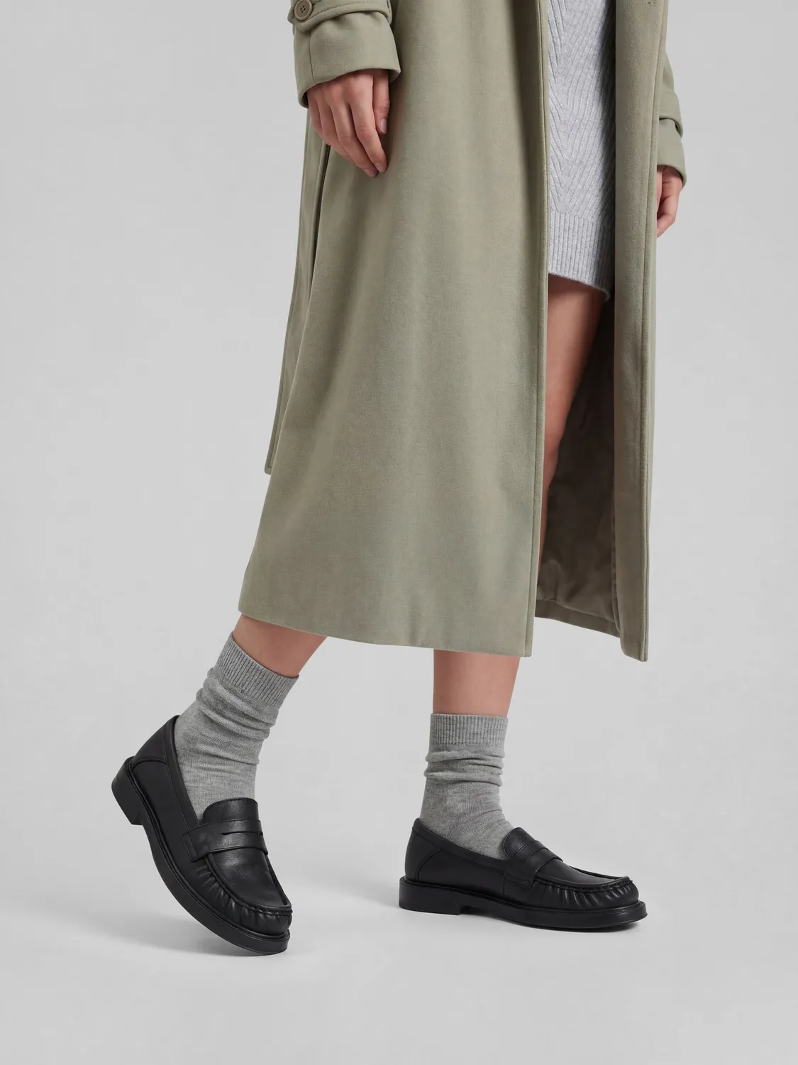 Frau Verona zwarte leren loafers geplooid