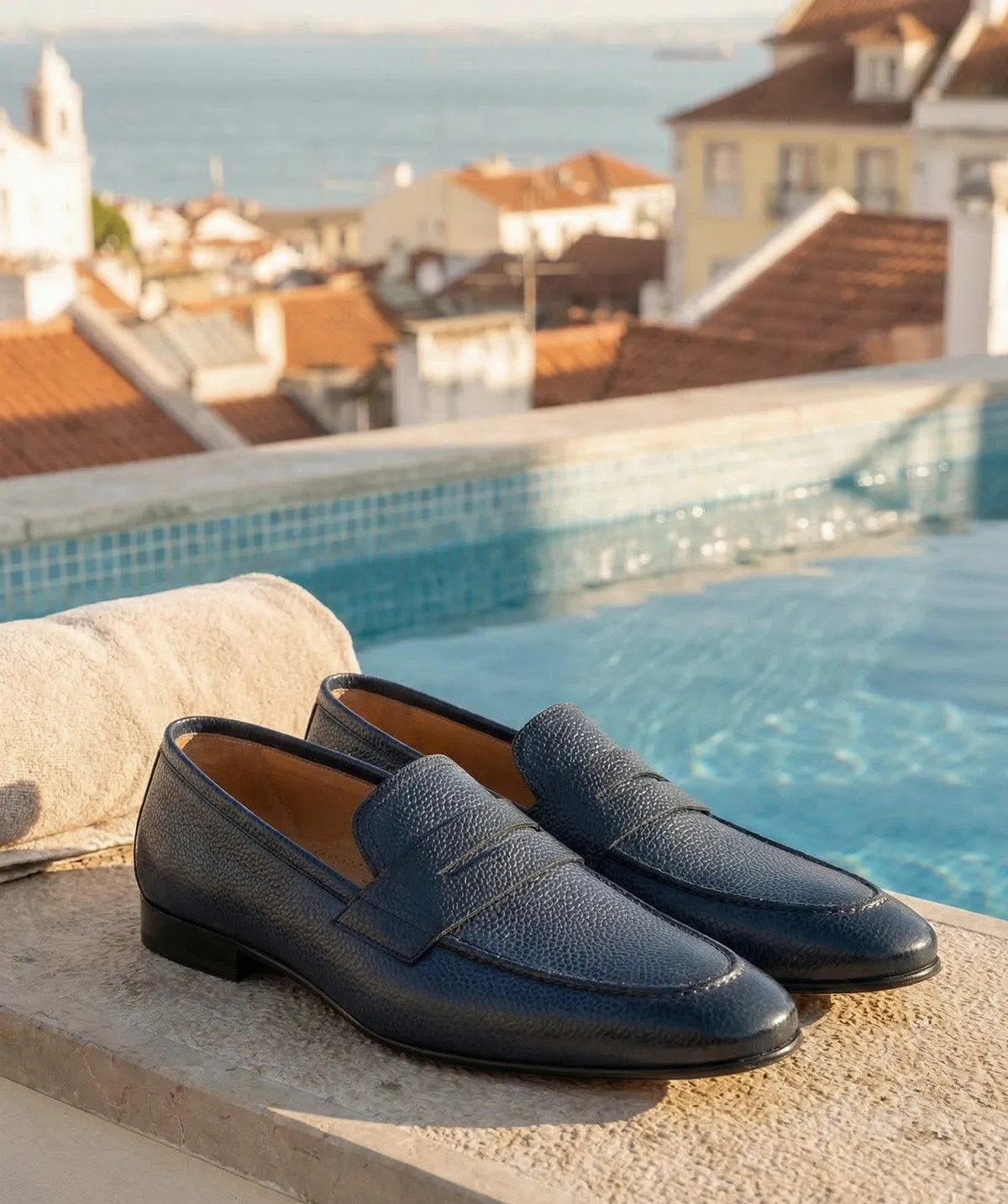 Finsbury Tradizione Markos loafer blauw generfd leer