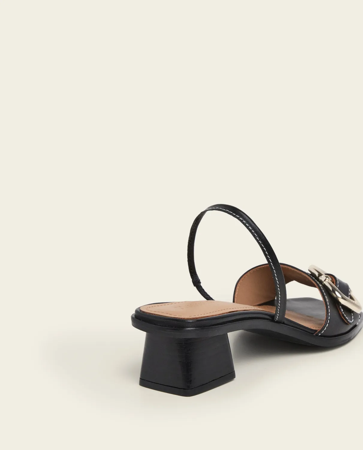 Flattered Jojo Leather Black sandalen blokhak