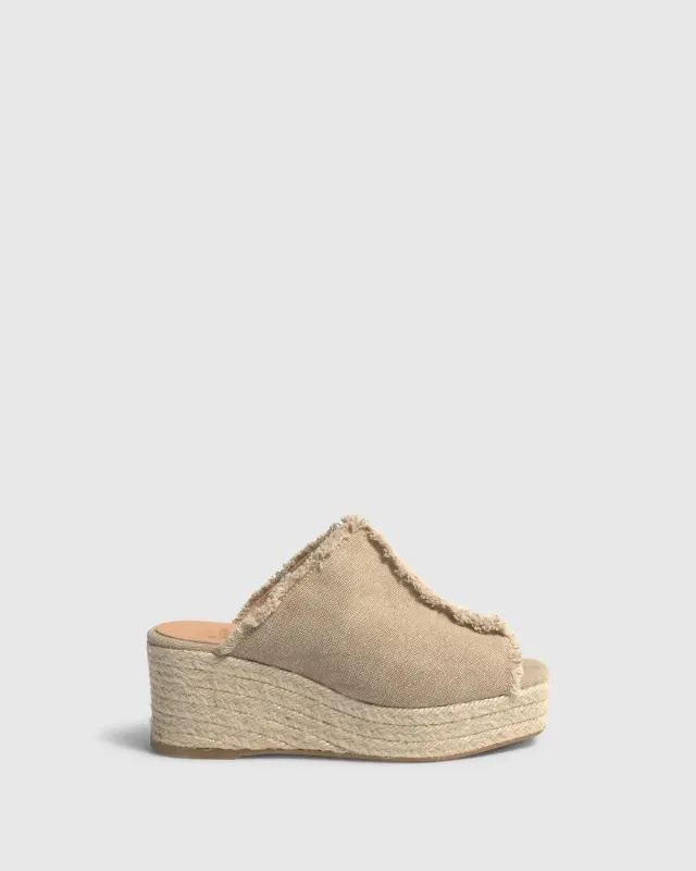 Castaner Queral 002 espadrilles muiltje zand canvas 6 cm