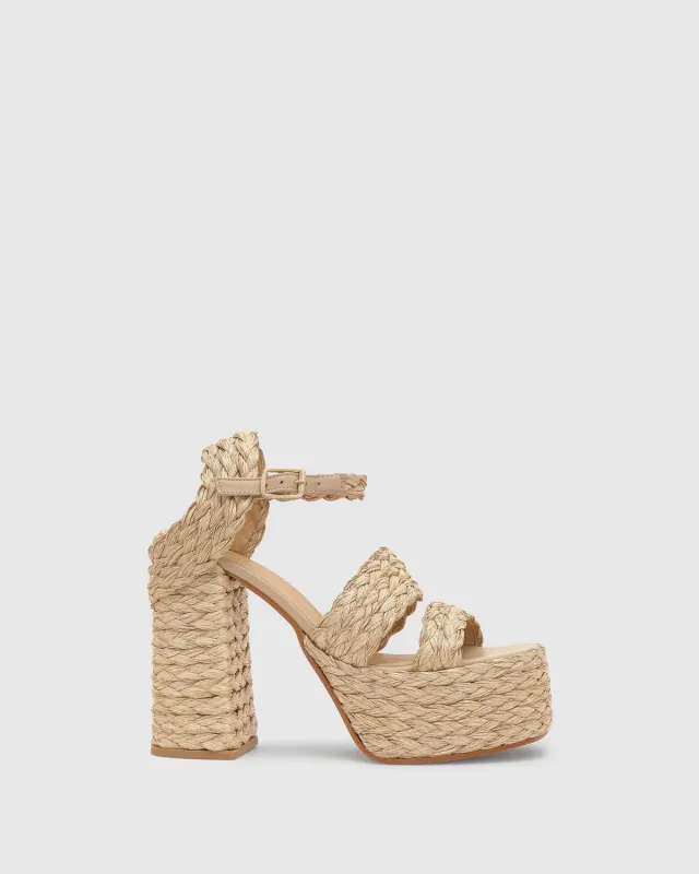 Castaner Fresa/258 sandalen naturel raffia 13cm dames