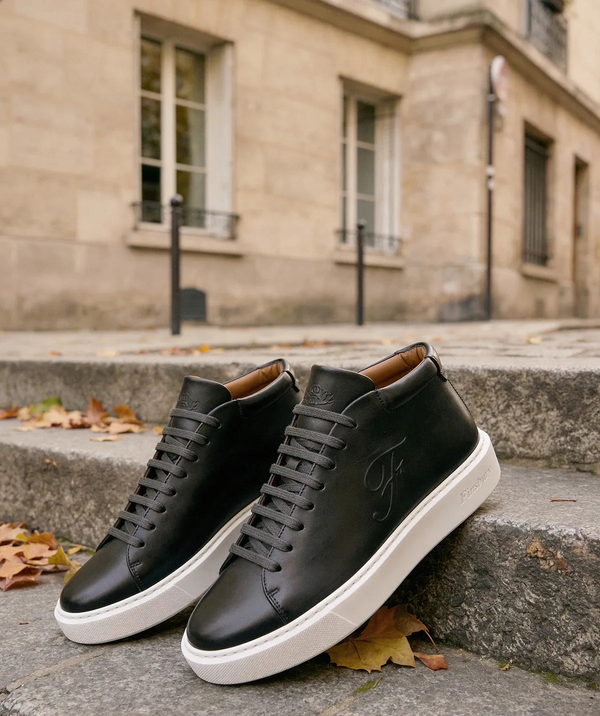 Finsbury Modena hoge sneakers grijs patina leer