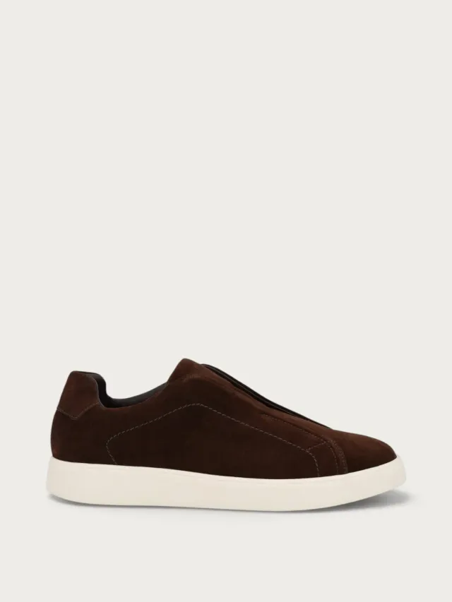 Frau Verona suède slip-ons heren bruin dikke zool