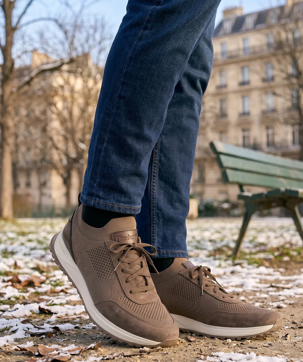 Finsbury Rico sneakers bruin canvas leer