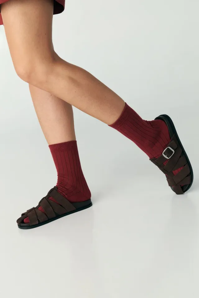 Jutelaune Canale Burgundy sokken one size bio-katoen