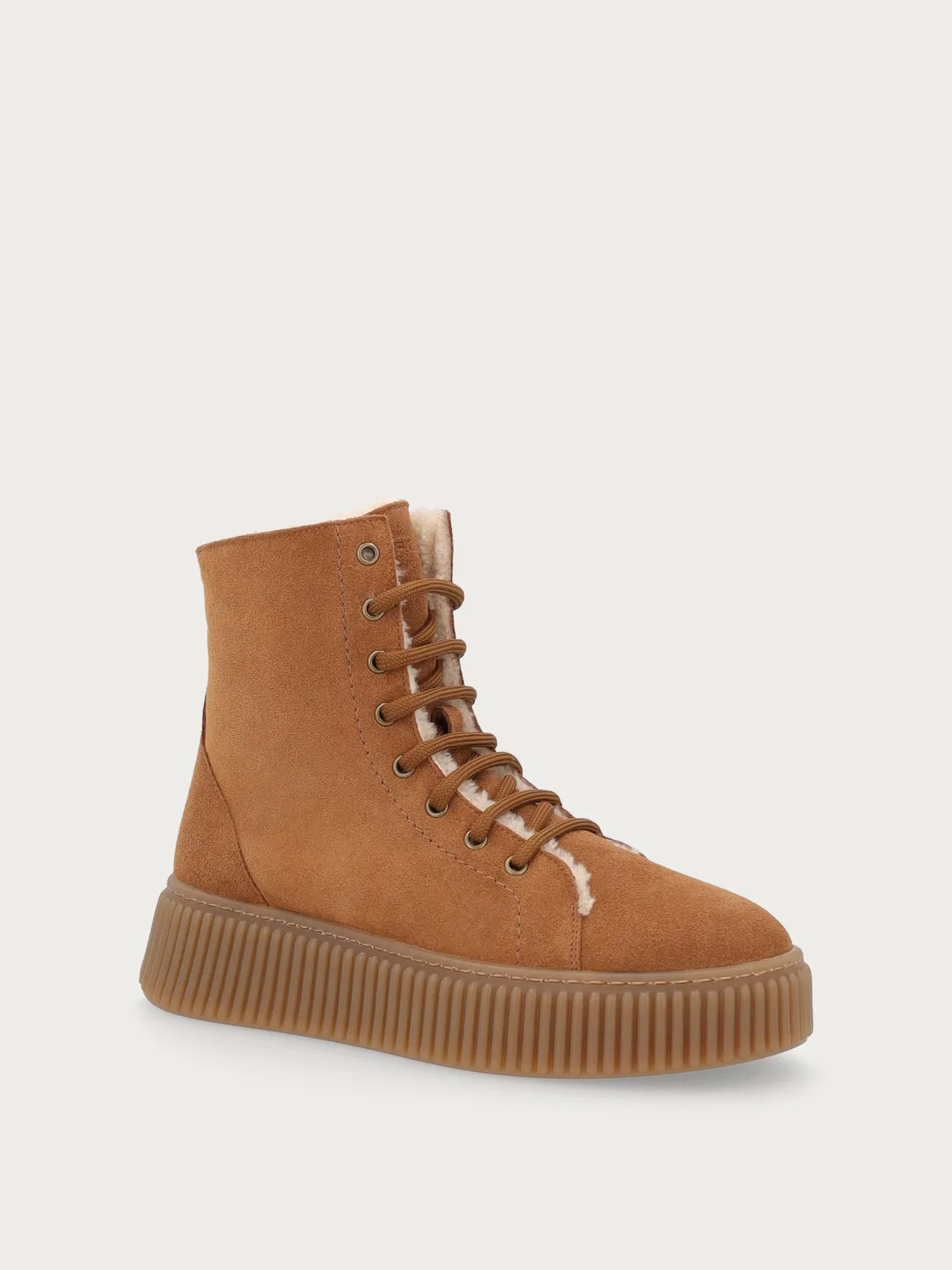 Frau Verona combat boots bruin suède bont dames
