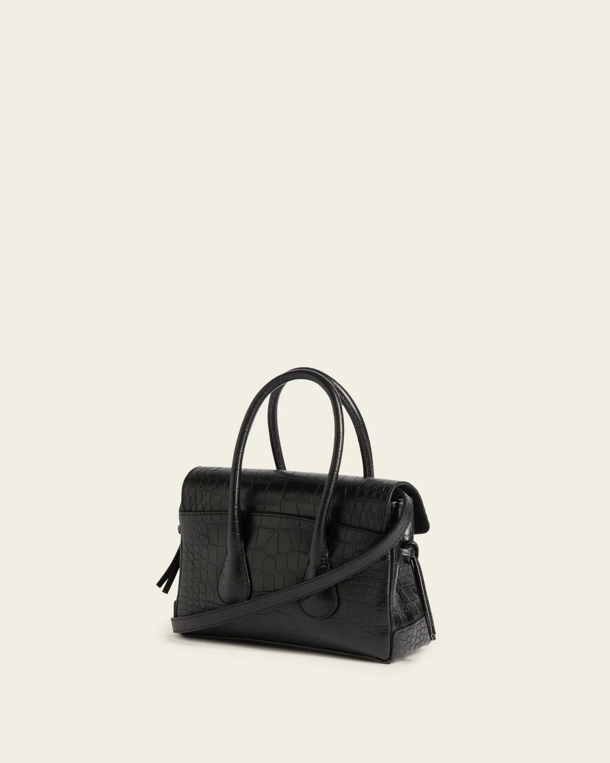 Flattered Lydia Mini tas zwart croco leer