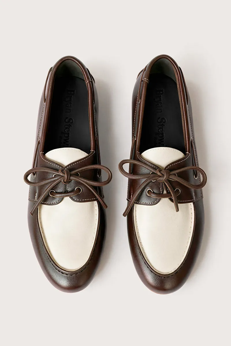 Bryan Stepwise Abby boat shoes bicolor ivoor leer