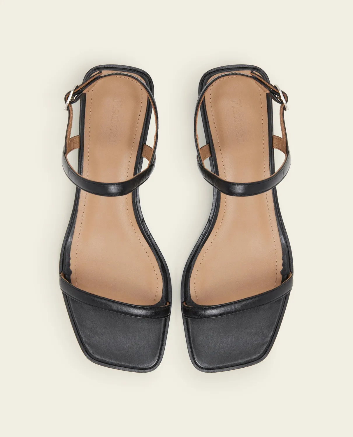 Flattered Juno Leather Black sandalen zwart hakje